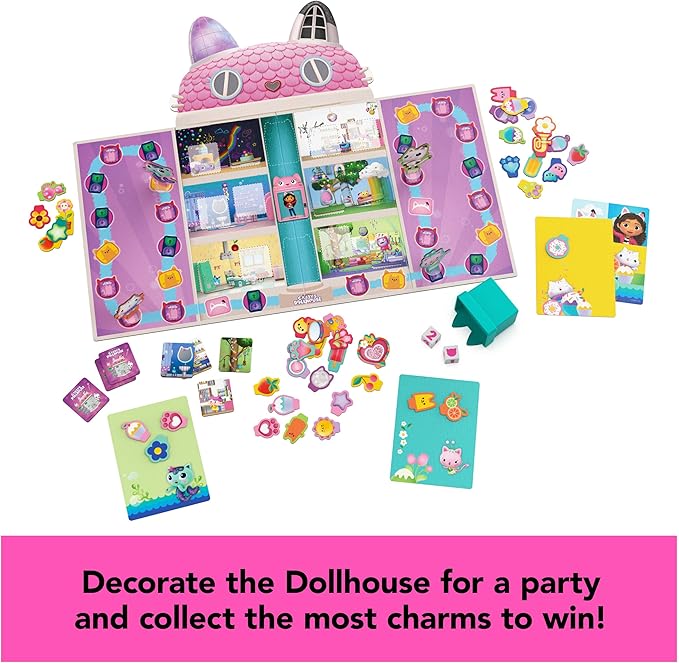 Spin Master Games, Gabby’s Dollhouse, Charming Collection Board Game for Kids & Family, 2-4 Players, for Ages 4 & Up