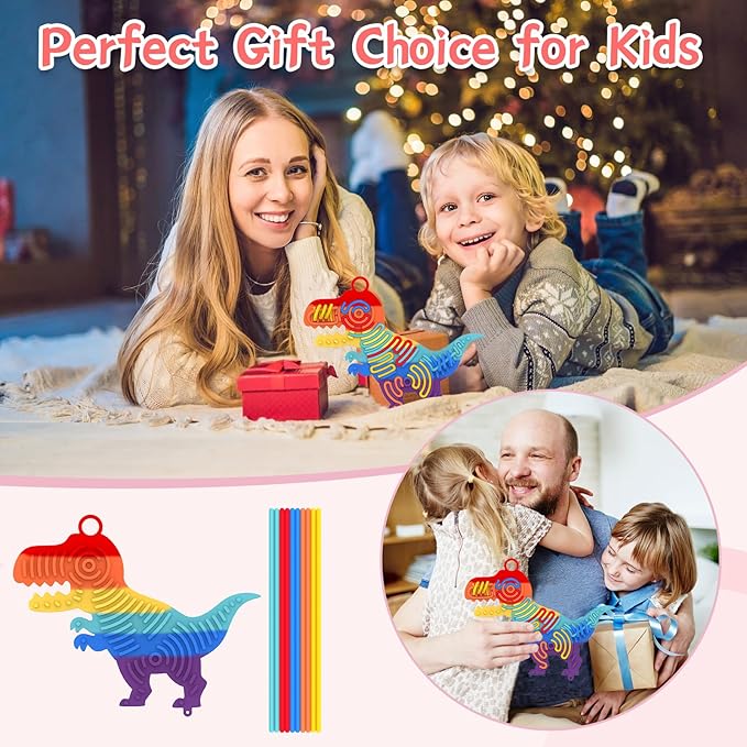 Silicone Sensory Activity Board,Double-Sided Busy Board for Fine Motor Skill,Fidget Toy for Calming, Stress, Anxiety, ADHD , Autism , Silent, No Mess , Kids 3+ & Adults(Dinosaur,Colorful)