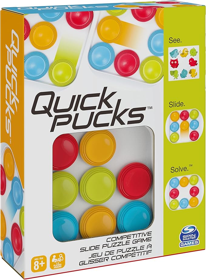 Quick Pucks, Pattern Matching On-The-Go Puzzle Game, for Adults and Kids Ages 8 and up