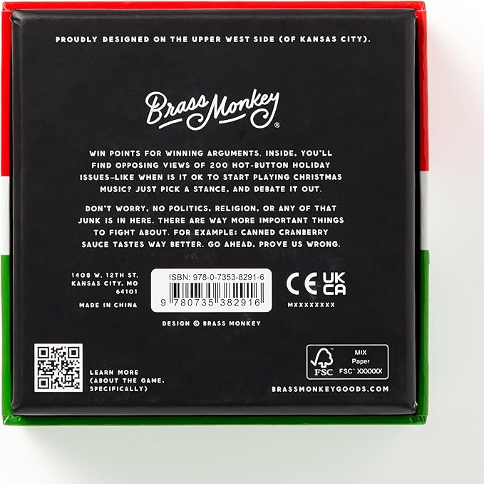 Brass Monkey Debatable Holiday Edition – Social Party Game with 400 Holiday Topics to Argue About, 2+ Players