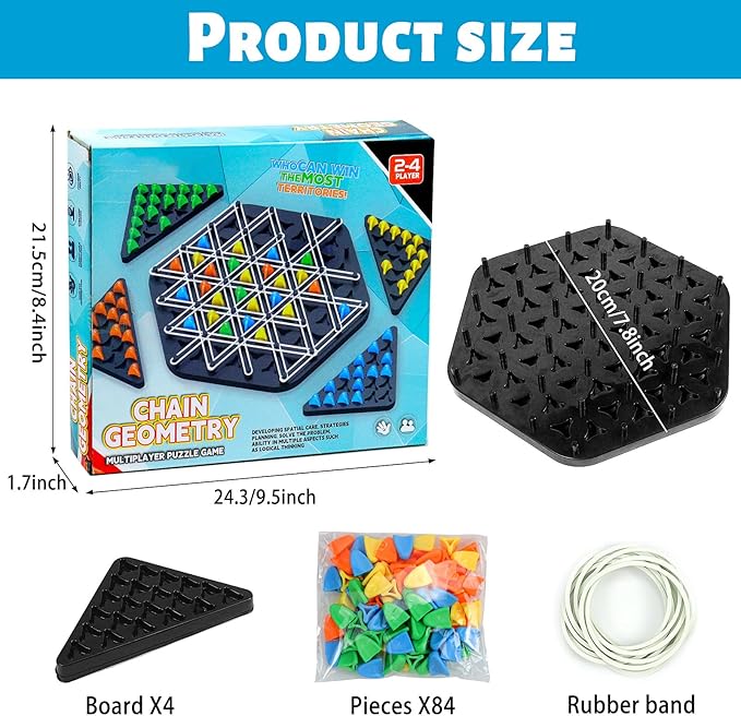 Chain Triangle Chess Game, Board Games Toys, Board Games for Family Night, Family Games for Kids and Adults, 2 to 4 Players, Board Games for Kids Ages 4 5 6 7 8-12