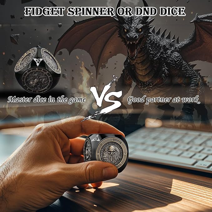 Haxtec Spinner Dice 7-in-1 Metal DND Dice Set Unique Dice Spinner Goblins Metal D&D Die for Dungeons and Dragons DND Gifts