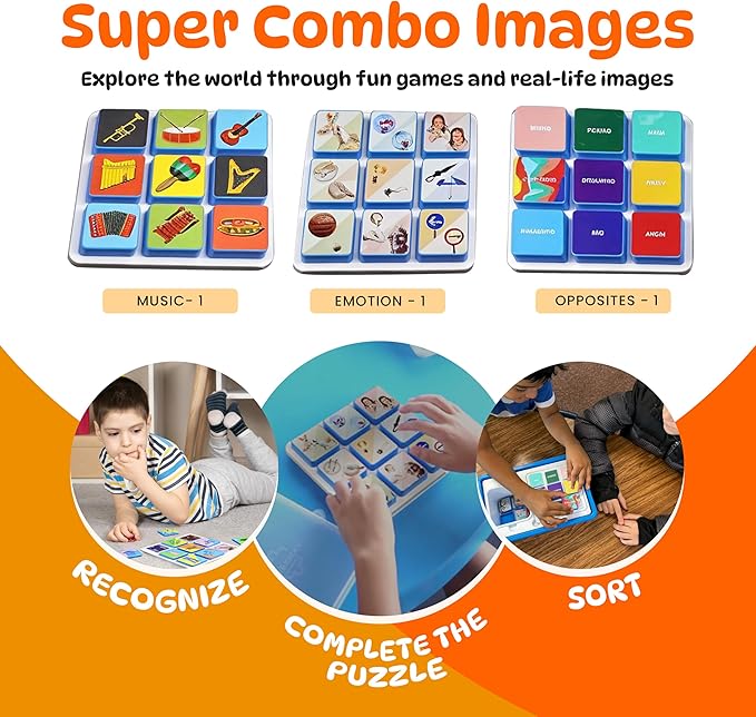 Edu&Kate’s Educational Learning Toys - Opposites - Montessori Speech Therapy Materials for Toddlers & Kids with Autism - 27 Pcs, 3 Boards + Activity Box - Early Skills Development - Stage 4