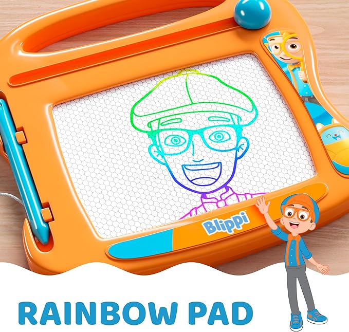 Lollipop Blippi Magnetic Travel Sketcher - A Portable Drawing Pad for Kids, Complete with Magnetic Pen and Eraser Knob Great Blippi Toys for Girls and Boys