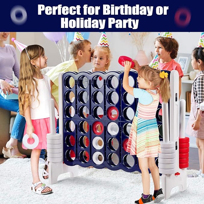 ARLIME Jumbo 4-to-Score Giant Game Set, Backyard Games for Kids & Adults, 4 in A Row W/Quick-Release Lever, 42 Build-in Rings Included, Jumbo Size for Outdoor & Outdoor Play