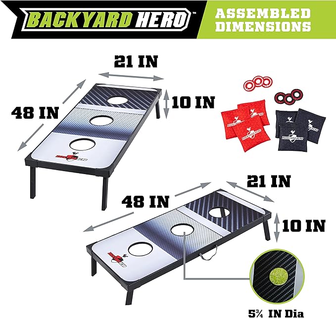 Backyard Hero 2-in-1 Cornhole Toss and Washer Toss Game – 48” Tailgate Boards with Bean Bags – Durable, Portable Set for Game Day & Outdoor Fun
