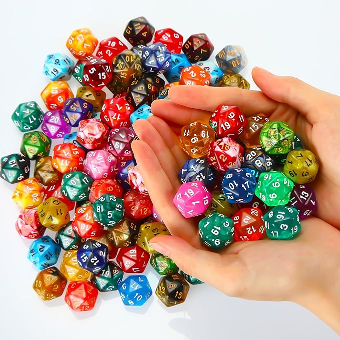 Skylety 200 Pieces Polyhedral Dice Sets with Black Pouch Compatible with RPG MTG Tabletop Role Playing Table Games Multi Colored Assortment (20 Sided Style)