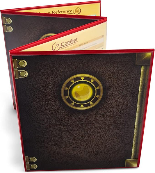 Stratagem The Master's Tome 4-Panel Customizable GM Screen with Free Inserts – Dry Erase, Dungeon & Game Master Accessory for Tabletop RPG Campaigns (Red)