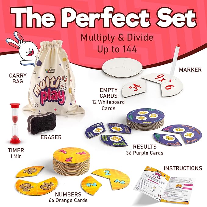 Active Learning Flash Cards – 112 Oversized Cards, Math Card Games, Math Flash Cards, Multiplication Game, Division (Multiply)
