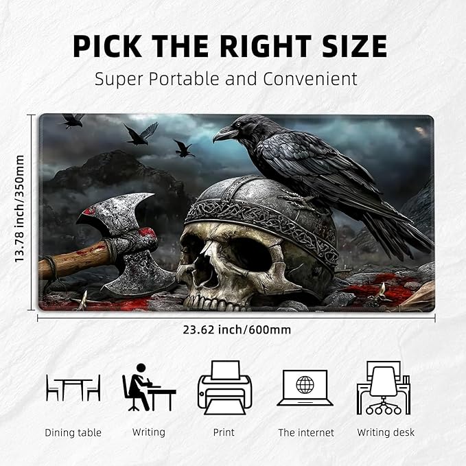 for MTG Playmat with Storage Bag, for TCG Playmat and Playing Card Mat for Magic Board Games, Non-Slip Skull Axe Desk Mat, Stitched Edges Game Mat, Rollable & Foldable Card Playmat