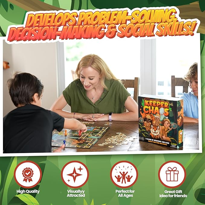A Zoo-Themed Adventure & Strategy Board Game for Kids, Adults, & Family Game Night, Zoo Gift for Pre-Readers & Kids Ages 5+, Fun Family Board Games for 2-5 Players