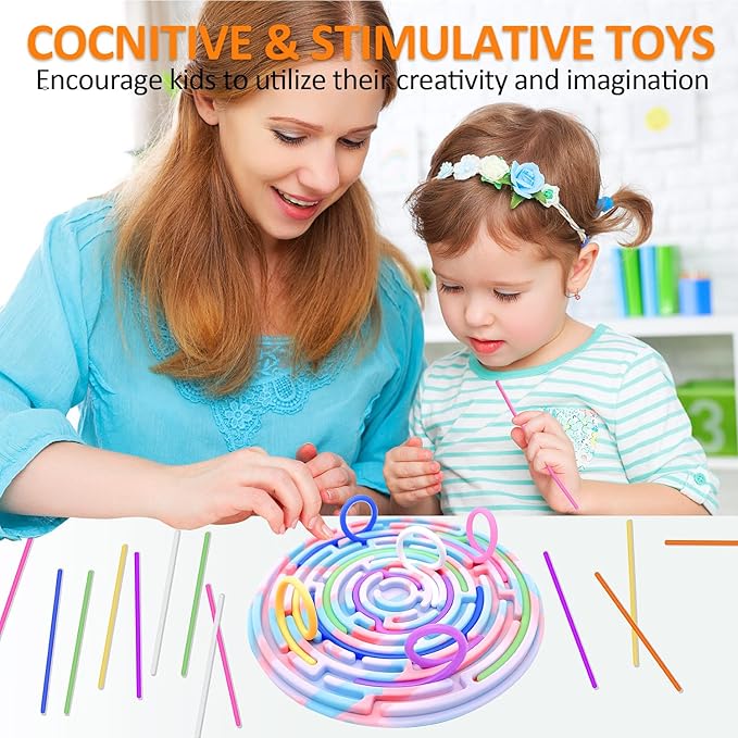 Sensory Activity Board for Kids and Adults, Double-Sided Silicone Fidgets Toys - Silent, No Mess, for Calming, Stress Anxiety, ADHD&Autism - Includes Portable Travel Bag & 12 Strings, Purple