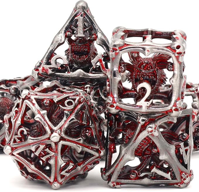 Beholder Dice Set DND, Dragon Eye Dice, ZHOORQI 7PC/Set Polyhedral Dices for Dungeons and Dragons, RPG, Eye Monster D&D Gifts（Eye-Blood Red）