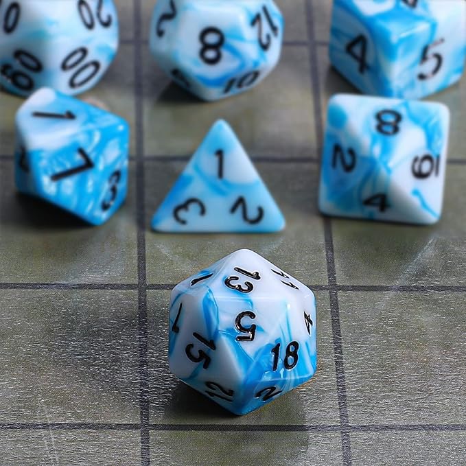 CiaraQ DND Polyhedral Dice Set with a Black Dice Bag for D&D RPG MTG Role Playing Table Games