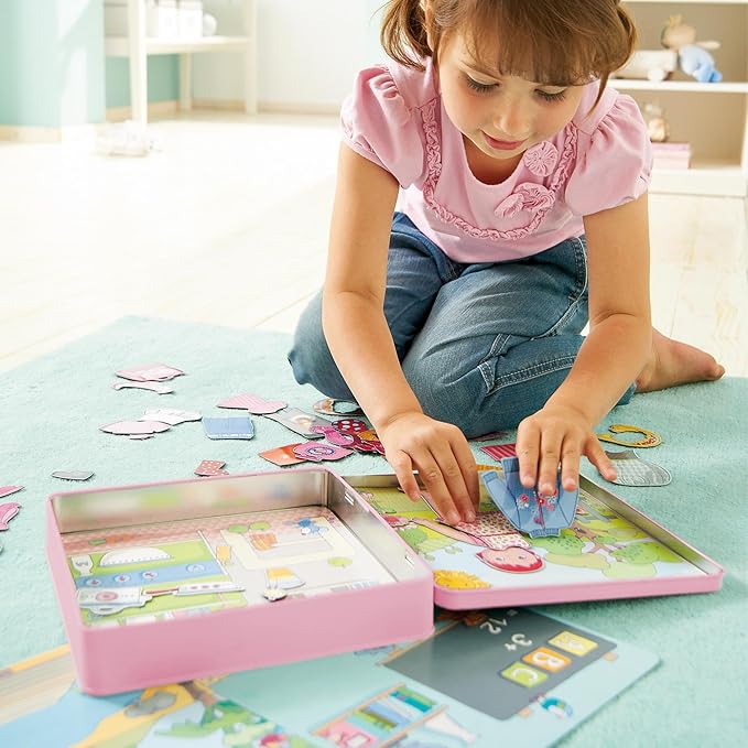HABA Dress-Up Doll Magnetic Game Box & Magnetic Puzzle for Toddlers, Travel-Friendly Road Trip Toy for Kids, Toddler Activities for 2-4 Year Olds, 54 Piece Set