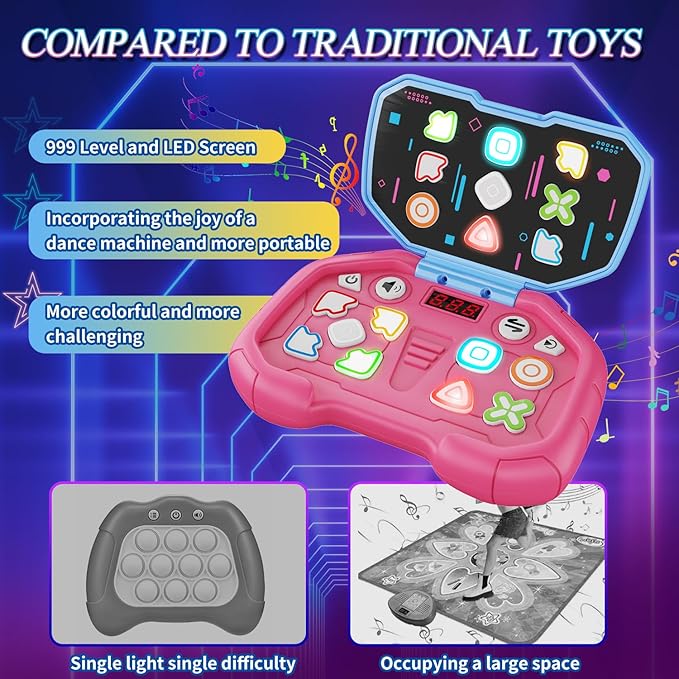 Handheld Dance Game,4 Mode,999 Level,Sensory Toys,Fast Puzzle Game,ADHD,Pop Fidget Toys for Kids Age 6-12,Birthday Gifts for Girls and Boys (Pink)