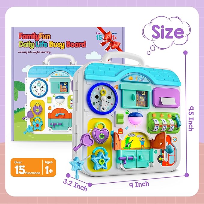 Musical Toys for 1 Year Old Girl Boy, 1st Birthday Gifts for 1 Year Old Girl, Montessori Busy Board with Light Music, Learning Educational Toy for Toddler 1-2, Baby 12-18 Months