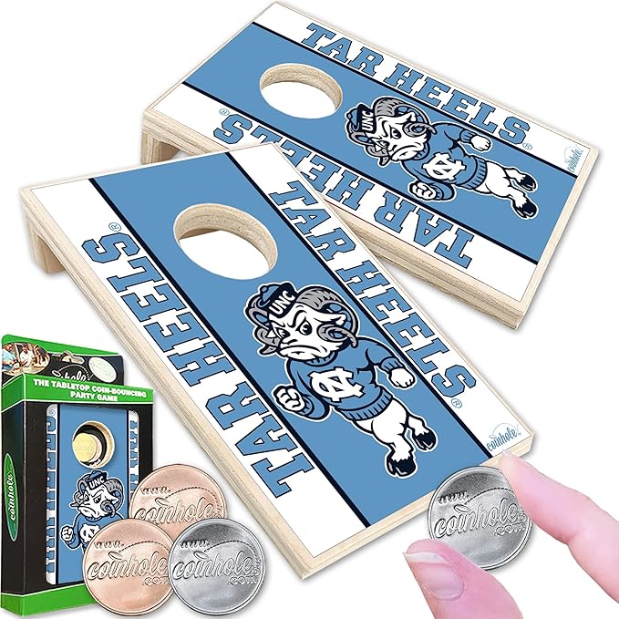 Tabletop Cornhole Game Set | Officially Licensed College Mini Football Cornhole Board Game | Includes Coins