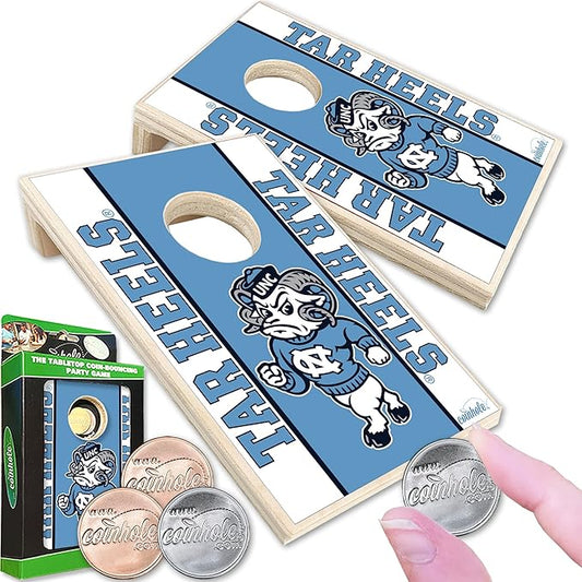 Tabletop Cornhole Game Set | Officially Licensed College Mini Football Cornhole Board Game | Includes Coins