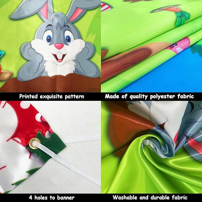 Upgraded, Easter Games, Funny Bunny Toss Game, with 4 Bean Bags, Premium Banner and Accessories, Easter Party Games for Kids Adults Family Outdoor, Party Activities Supplies