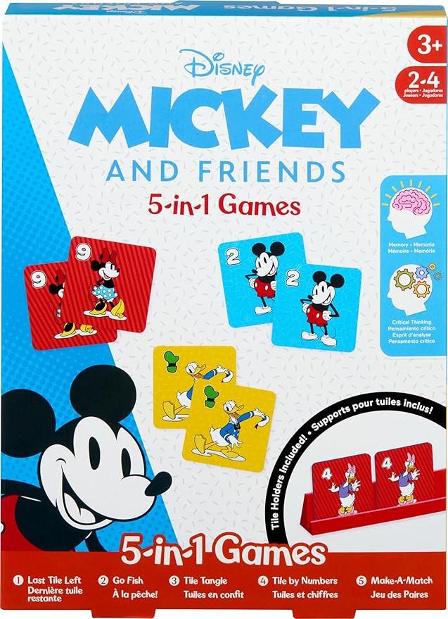 Mattel Games Disney Mickey and Friends 5-in-1 Games for Kids, Families, Game Nights, Travel, Camping & More