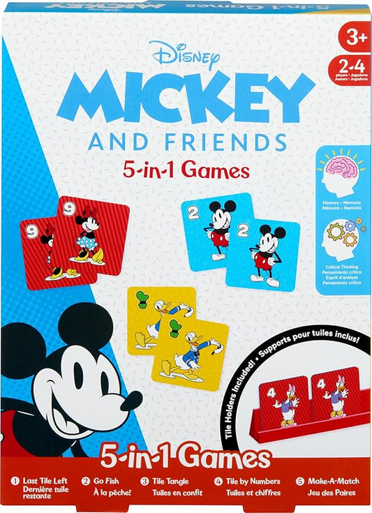 Mattel Games Disney Mickey and Friends 5-in-1 Games for Kids, Families, Game Nights, Travel, Camping & More