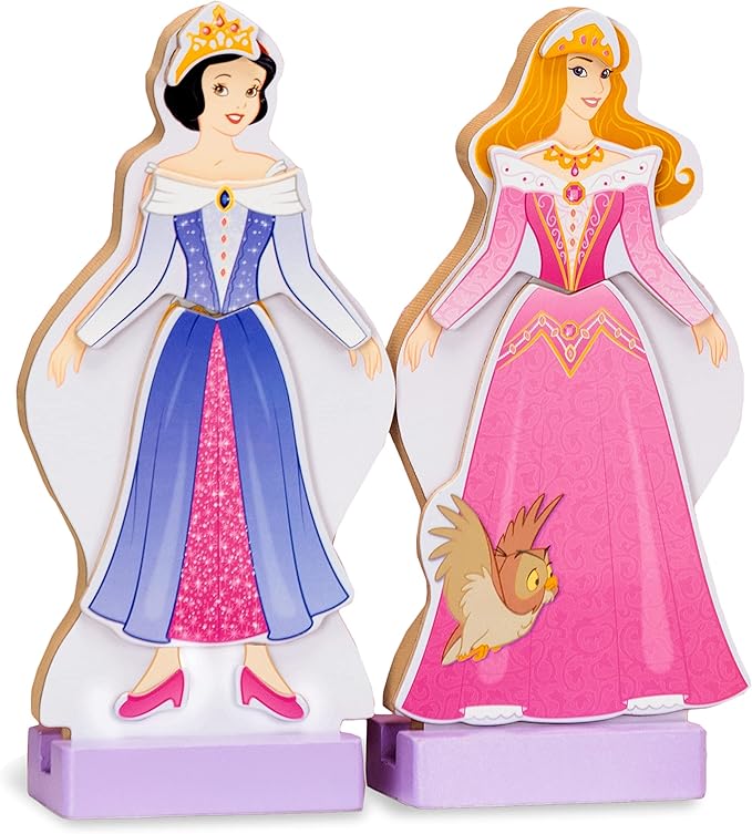 Melissa & Doug Disney Sleeping Beauty and Snow White Magnetic Dress-Up Wooden Doll Pretend Play Set (40+ pcs)
