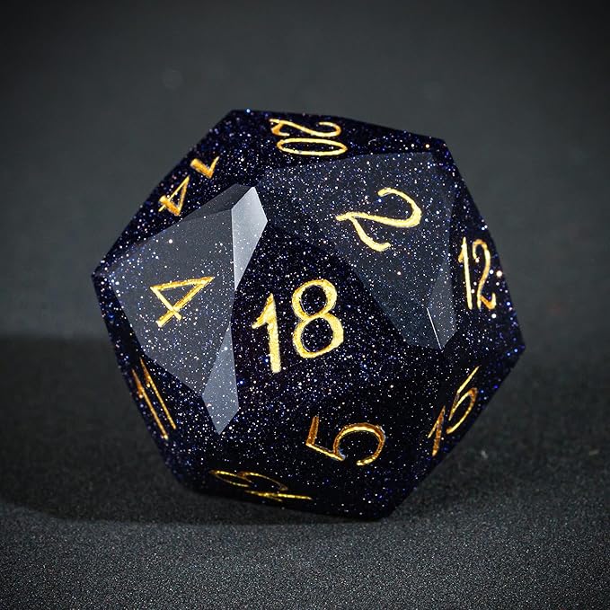 UDIXI 7PCS Gemstone DND Dice Set, Blue Sandstone D&D Multifaceted Diamond-Cut Polyhedral Dice Set with Gift Case for Dungeons and Dragons, RPG, and Tabletop Games
