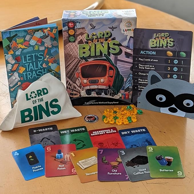 Luma World Lord of The Bins Dedicated Deck Family Strategy Card Game to Learn Sustainability, Waste Segregation, Protecting The Environment, Eco-Friendly, 30 mins, 2 to 6 Players