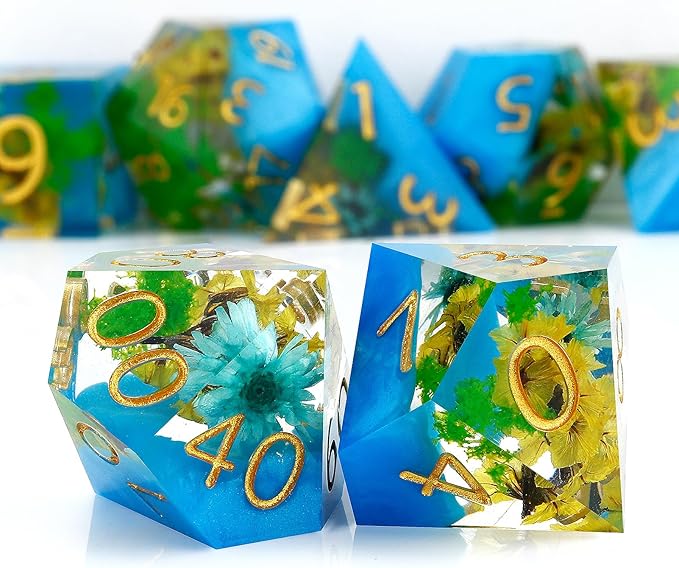 Haxtec DND Dice Set Sharp Edge Resin Dice Set with Dice Case, D and D Dice, Polyhedral D&D Dice Set for Dungeons and Dragons TTRPGs DND Gift