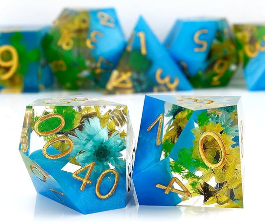 Haxtec DND Dice Set Sharp Edge Resin Dice Set with Dice Case, D and D Dice, Polyhedral D&D Dice Set for Dungeons and Dragons TTRPGs DND Gift