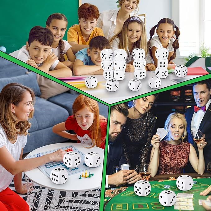 24 Pcs Foam Dice Stress Ball 1.57 Inch Fake Soft Slow Dot Stress Anxiety Relief Dice Toys for Kids Adults Board Game Casino Themed Decoration Party Pool Toy Favors School Supplies