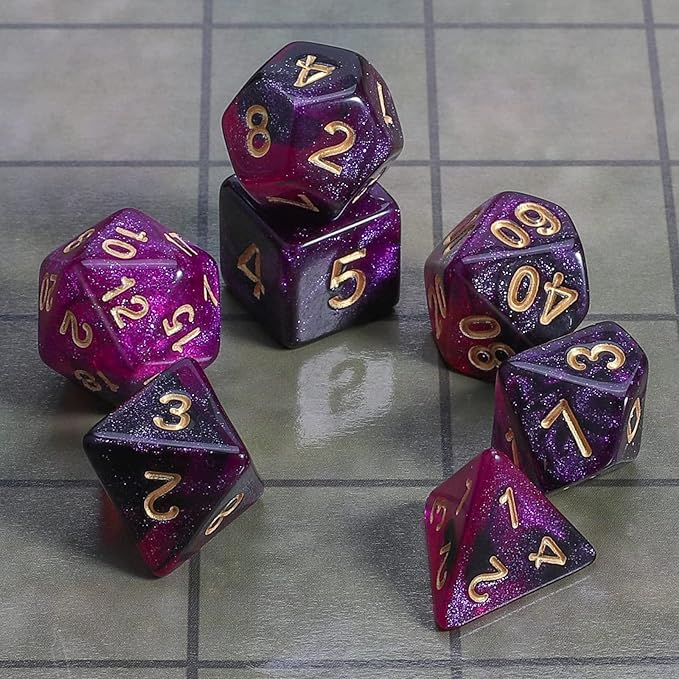CiaraQ DND Polyhedral Dice Set with a Black Dice Bag for D&D RPG MTG Role Playing Table Games