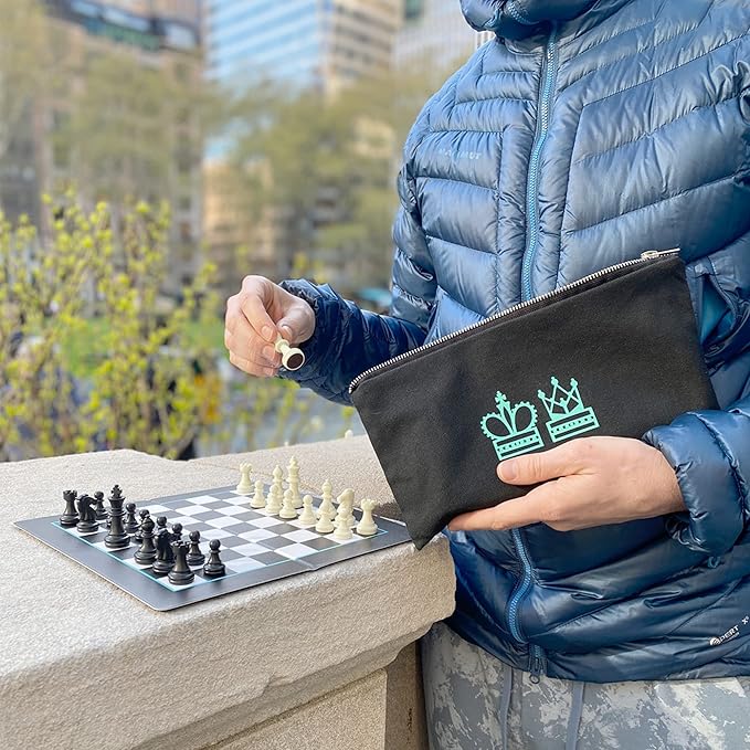 Madeful Travel Chess Set - 10x10 Inch Mini Chess Set with Staunton Pieces and Canvas Travel Bag - Strategy Board Game - Magnetic Chess Set for Kids - Travel Games