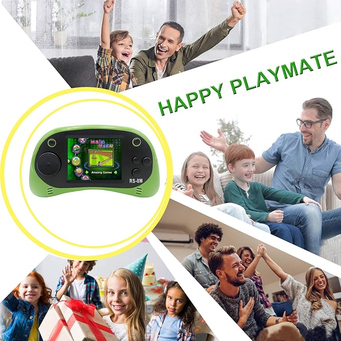 EASEGMER 16 Bit Kids Handheld Games Built-in 220 HD Video Games, 2.5 Inch Portable Game Player with Headphones - Best Travel Electronic Toys for Kids Age 3-10 Years Old Children (Green)