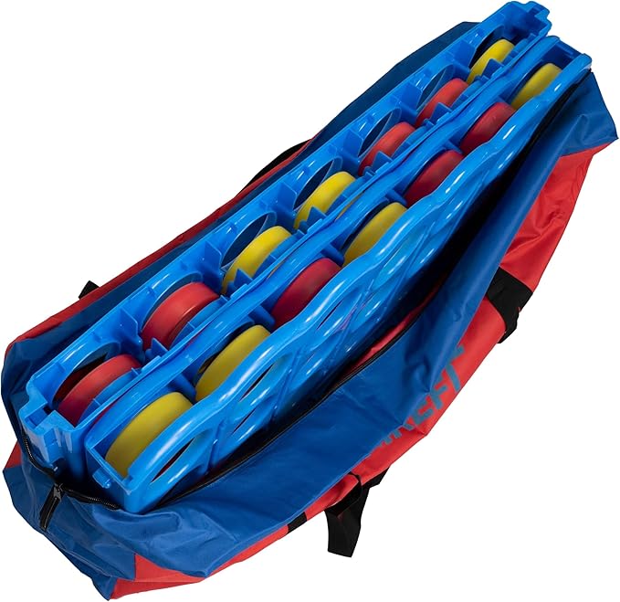 Oversized 4 in a Row Connect Game+Waterproof Carry Bag,Included-4 ft X 3.5 ft Tall,4-to-Score Jumbo with 44 Pieces Rings&Drink Holder,48” Super Size-Indoor&Outdoor Giant 4 Game for Kids&Adults