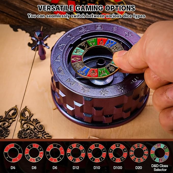 CZYY Roulette Dice - 7-in-1 Metal Spinner Dice Set, Unique Spinning Dice, Desk Fidget Gadget - Cool DND Role Playing Dice, Gift & Accessories for D&D, Tabletop RPG, Board Game (Purple)