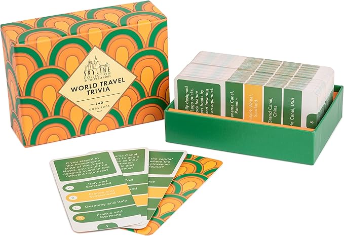 Skyline Collection Trivia Set - World Travel Trivia, 140 Question Cards - Game Night Entertainment for Families & Friends