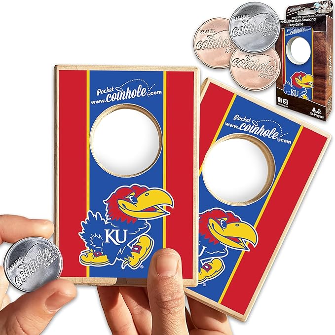 Tabletop Cornhole Game Set | Officially Licensed College Mini Football Cornhole Board Game | Includes Coins