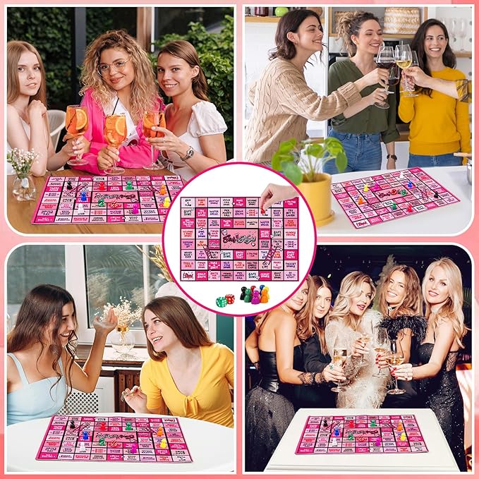 Drinking Games, Girls Night Rubber Mat Drinking Board Games for Adult, Funny Party Interactive Drinking Games for Girls Night, Bachelorette Party, Age 21+, 2-8 Players