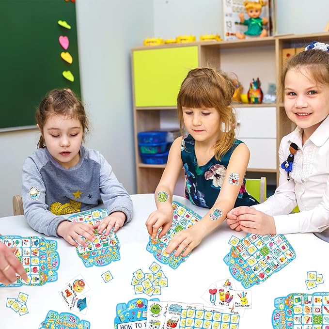 Back to School Bingo Games for Family Kids Party Games Gifts 24 Players School Bingo Cards Set First Day of Classroom Activities