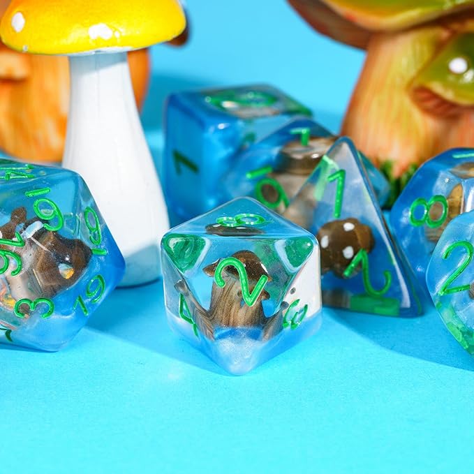 UDIXI 7 Die D&D Polyhedral RPG Dice Mushroom DND Dice Set for Dungeons and Dragons and Other Tabletop Games