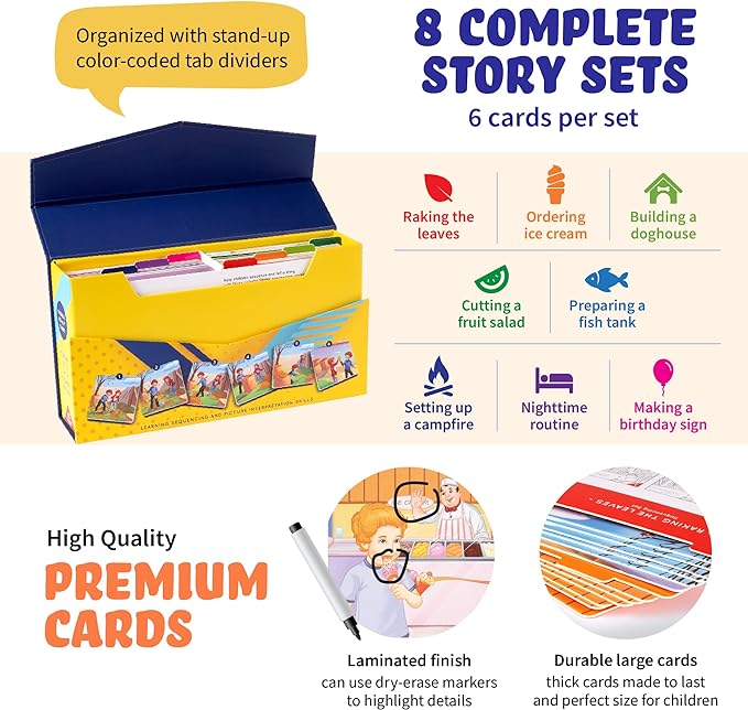Sequencing Cards Bundle, Storytelling Cards, Higher and Lower Level Boxes, Speech Therapy Games, Learning Toys, Spark Cards 2 and Spark Cards JR Bundle