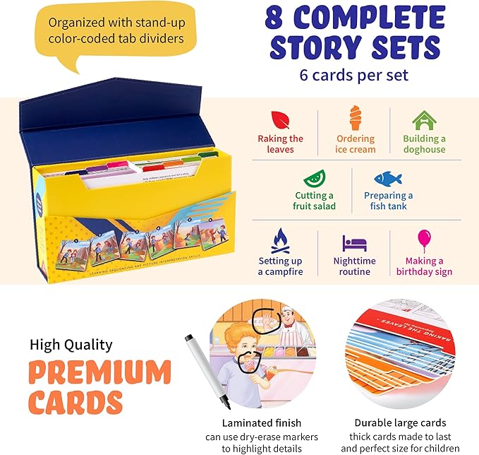 SPARK INNOVATIONS Sequencing Cards Bundle, Storytelling Cards, Higher and Lower Level Boxes, Speech Therapy Games, Learning Toys, Speech Therapy Games Bundle