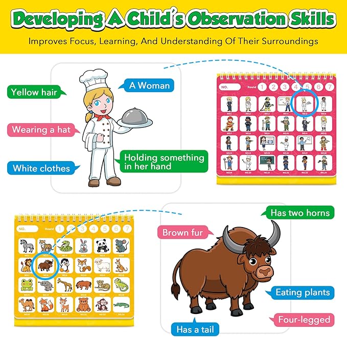 Torlam Identify & Match Game, Learn Professions, Food, Transportation, Wild and Sea Animals, 50 States, Educational Board Games Family Travel Party Camping Road Trip Car Activities for Kids 4-8 Adults
