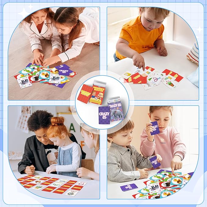 Card Game, Card Games for Kids Ages 4-8, Easy to Learn, Easter Basket Stuffers Gifts Ideal, Fun for Family Game Night Party Travel Preschool Classroom (Memory Match & Crazy 8s)