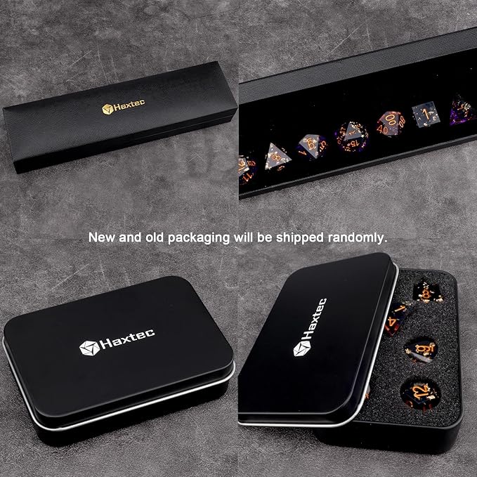Haxtec DND Dice Set Sharp Edge Resin Dice with Dice Case Purple Black D&D Dice for RPG Role Playing Games Dungeons and Dragons Gift War Series