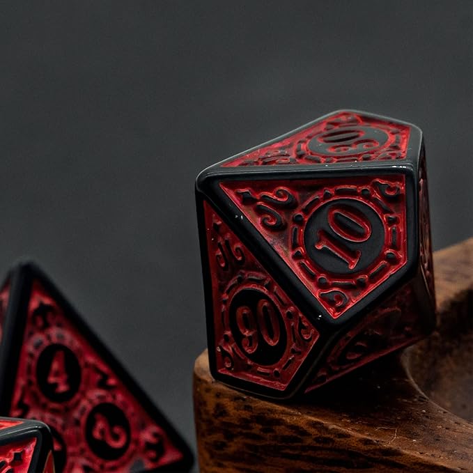 DND Dice Set-D&D Polyhedral Dice (7 Pcs) with Leather Dice Bag for Dungeons and Dragons Role Playing Dice Games RPGs (Red with Black Edge)