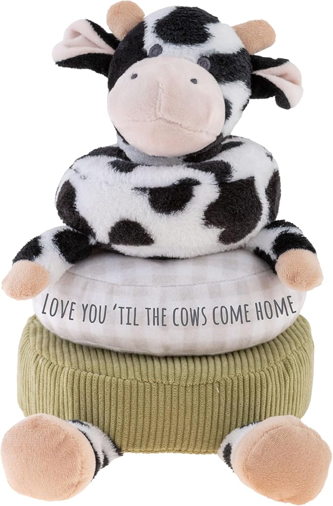 I'll Love You Till The Cows Come Home Gift Set Includes Board Book by Kathryn Cristaldi, Stephen Joseph Love You 'til The Cows Come Home Plush Stacker Toy, and Ecokins 8 Inch Cow Soft Stuffed Animal