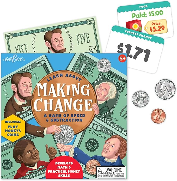 eeBoo: Making Change Game, Develops Math and Practical Money Skills, Educational Game That Allows for Skills to Form, Perfect for Ages 5 and up